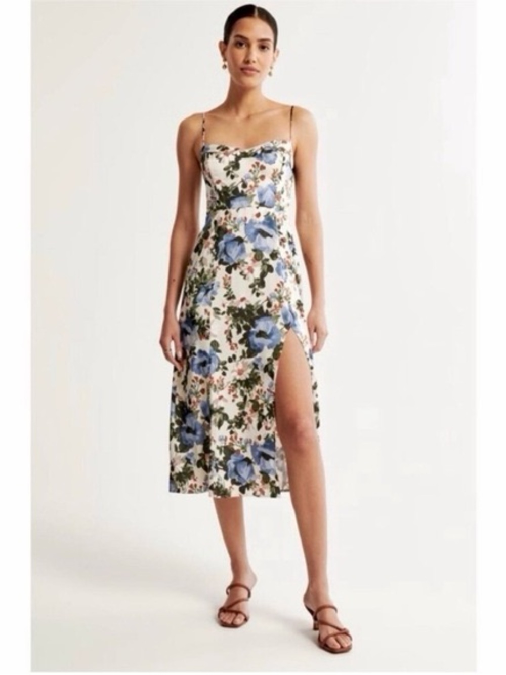 The A&F Camille Midi Dress - Blue and White Floral